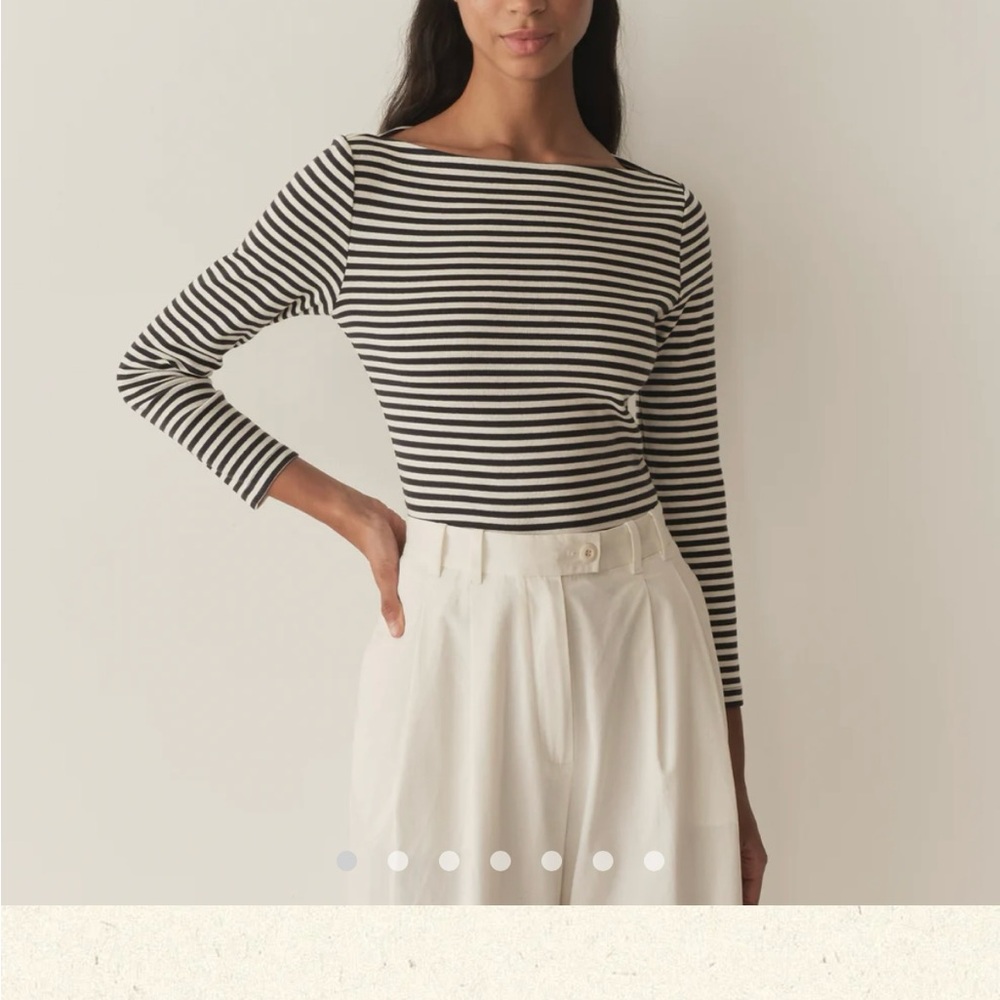 Doen Paulette Tee Navy Nantucket Stripe Small NWT